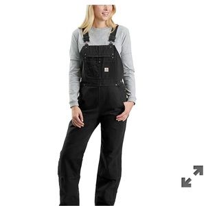 Black Unlined Carhartt double front overalls. XS tall